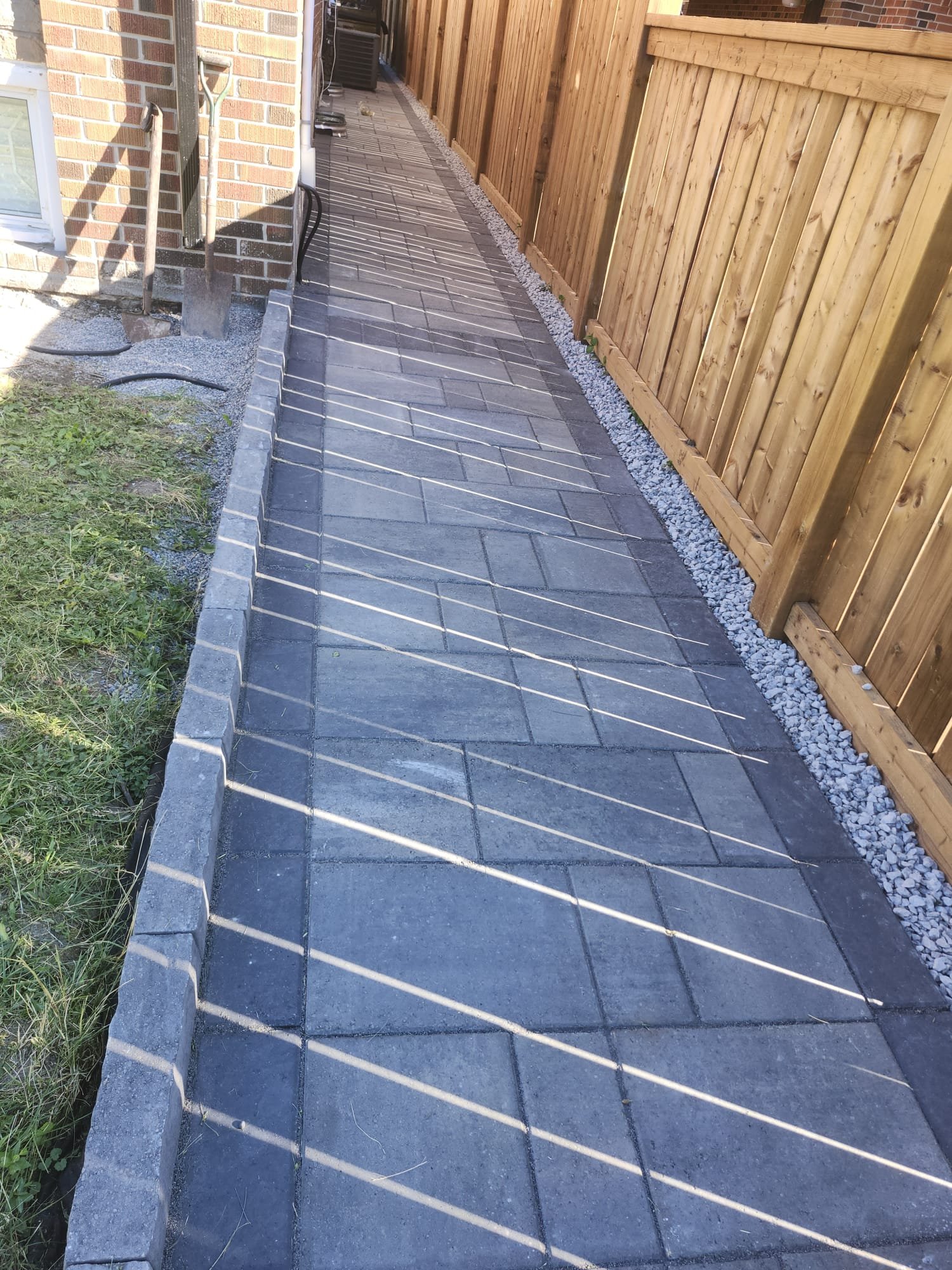 Paver walkway with charcoal border