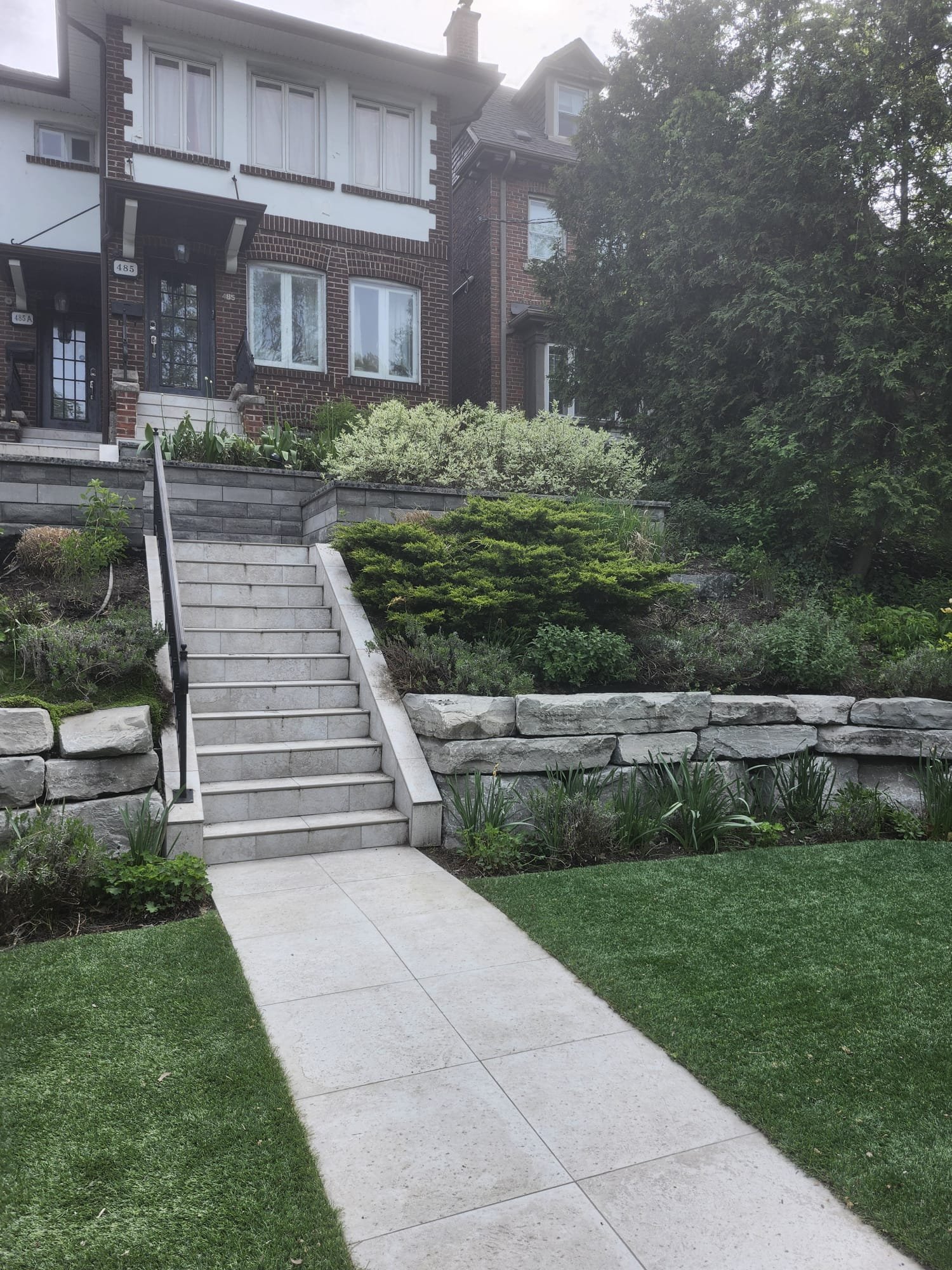 Stone steps and terraced garden