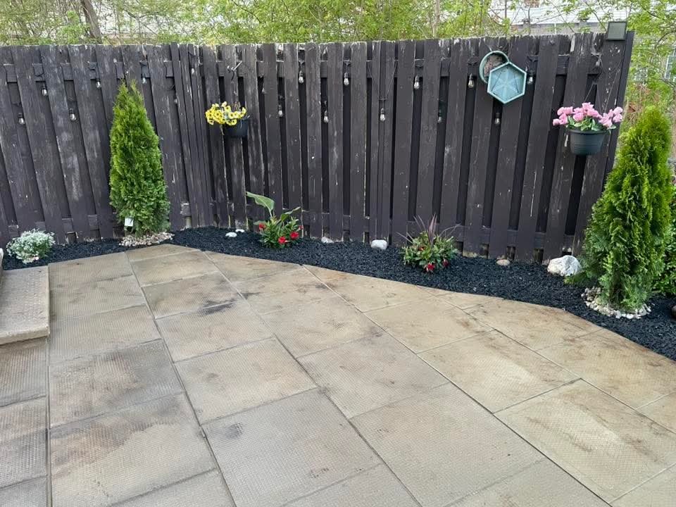 Patio with garden lighting