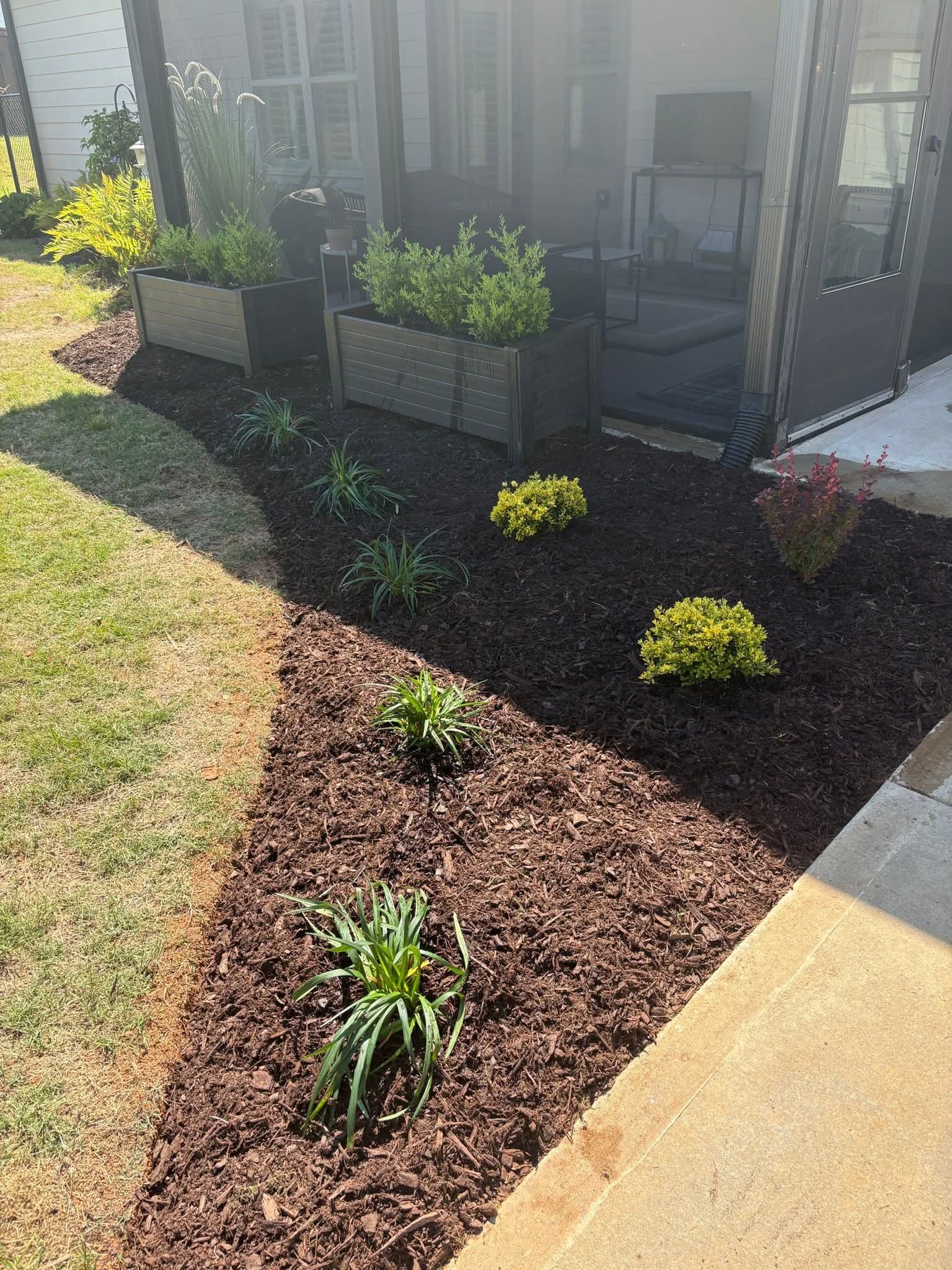 Fresh mulch and new plantings