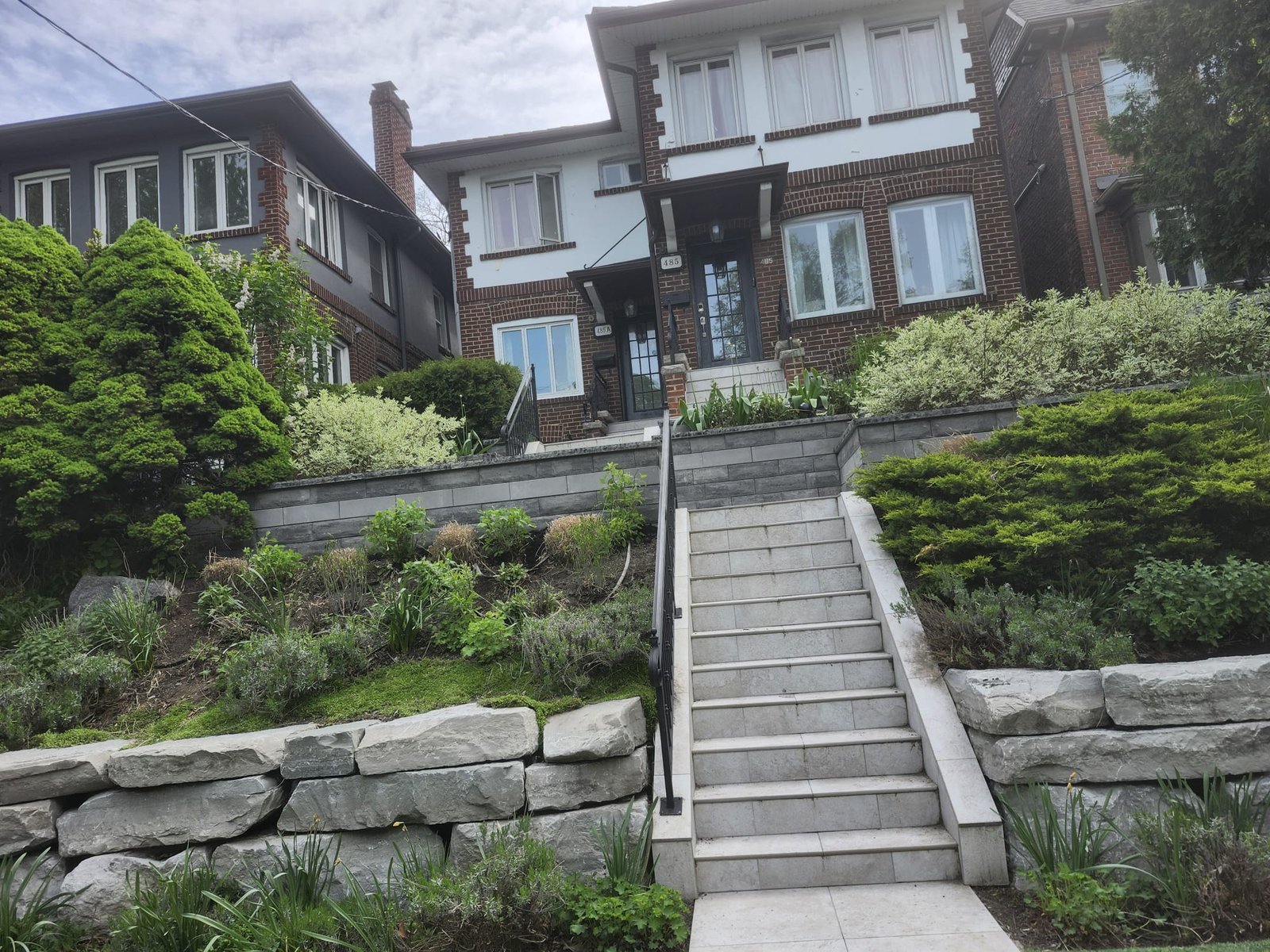Stone steps and retaining walls