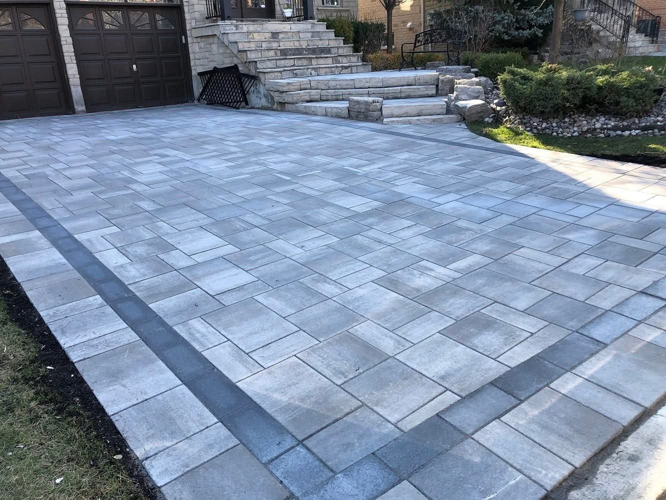 Interlock driveway with stone steps