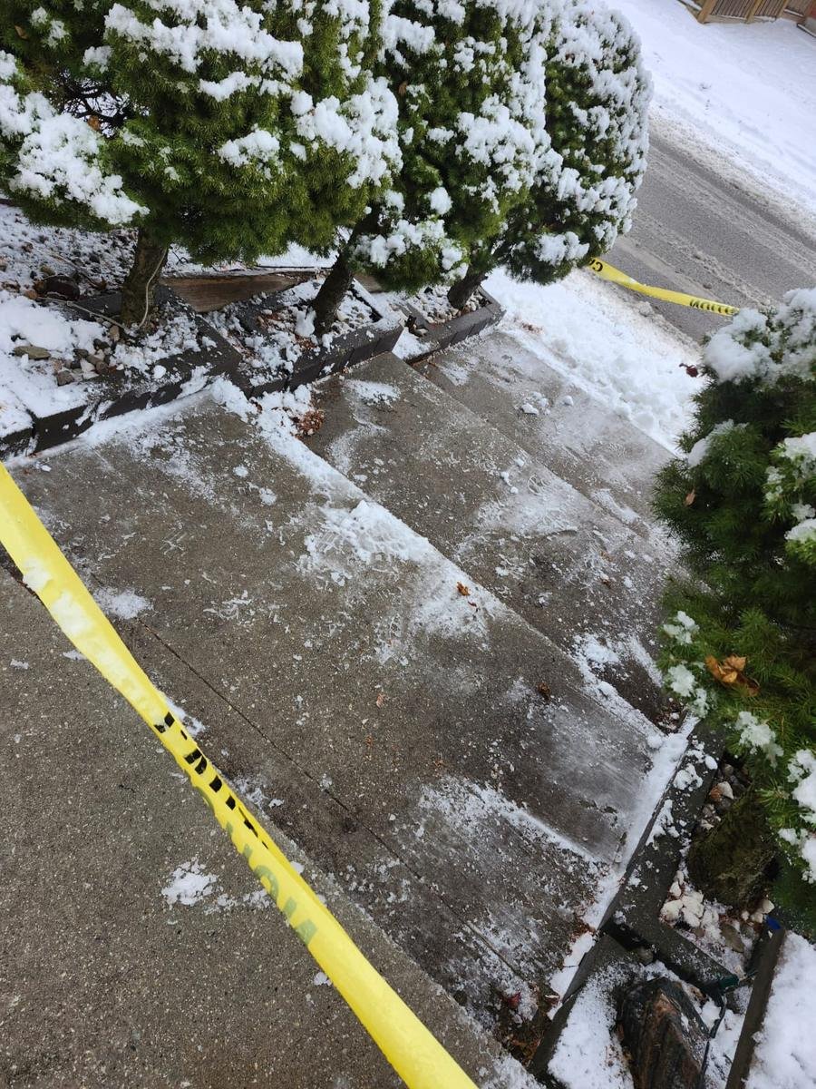 Steps cleared of snow and ice